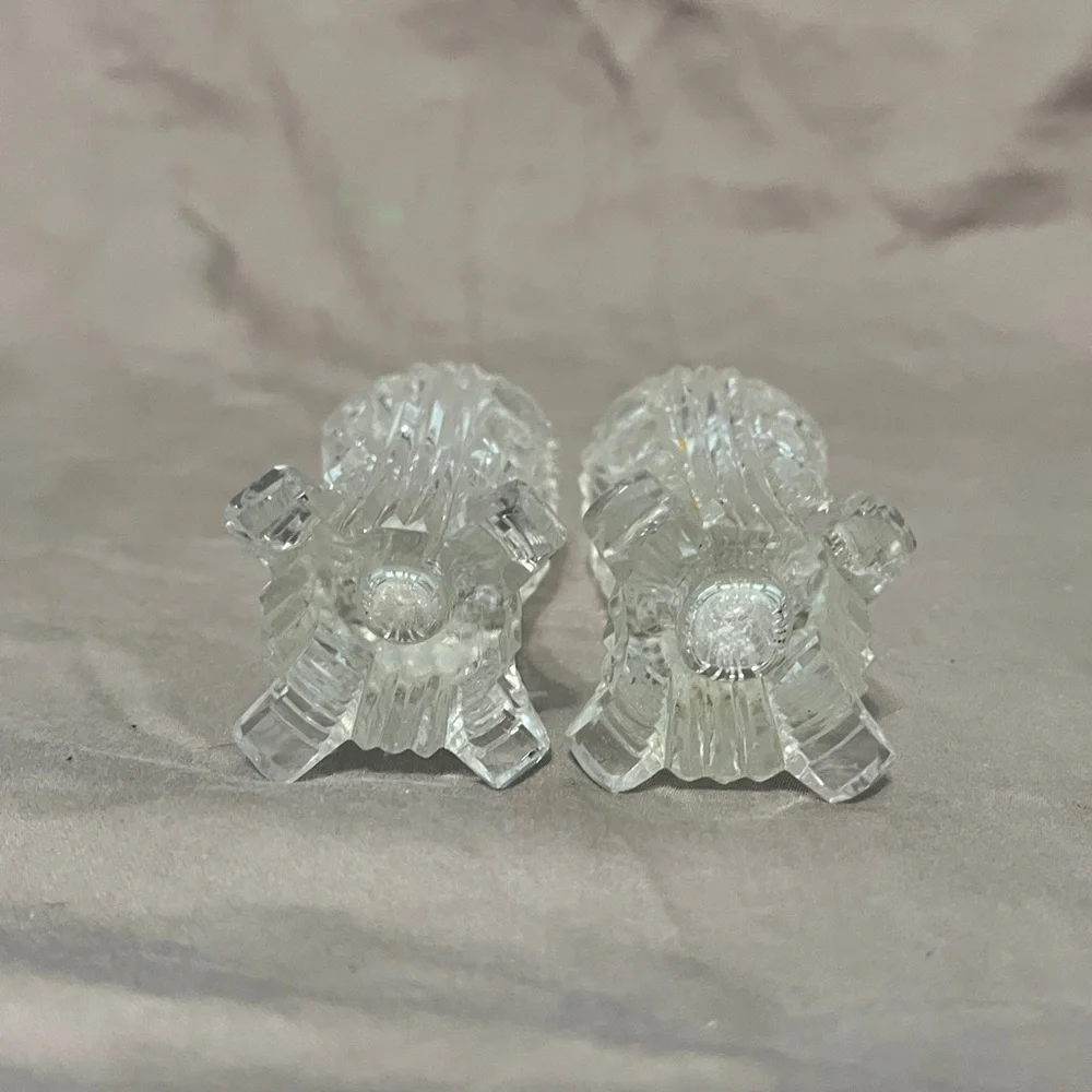 VTG Art Deco Style Bohemia Glass Crystal Salt And Pepper Shaker - Picture 4 of 6